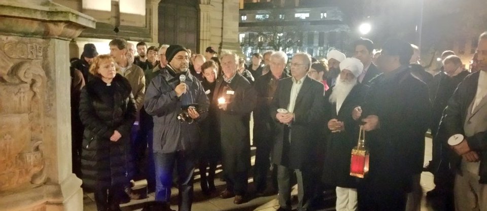 Bham vigil outdoor public action with speaker