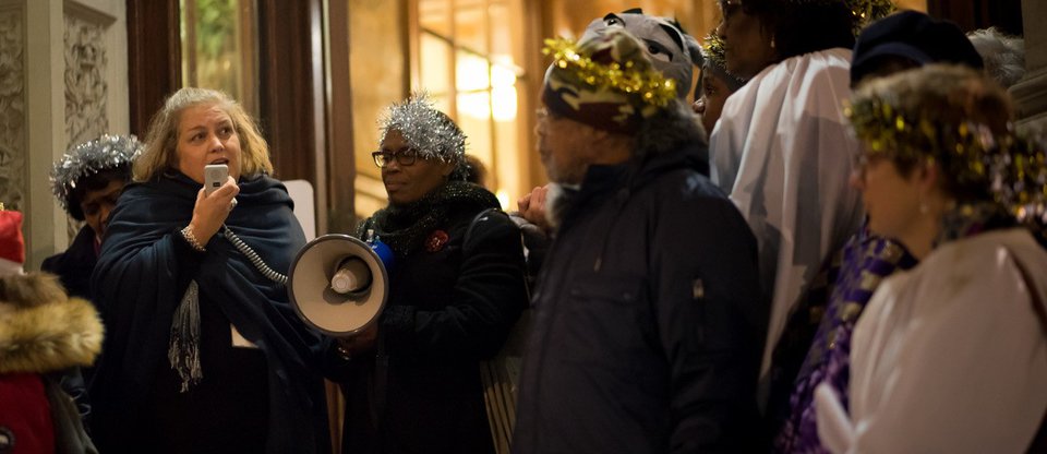 Cllr Butler responds during nativity action