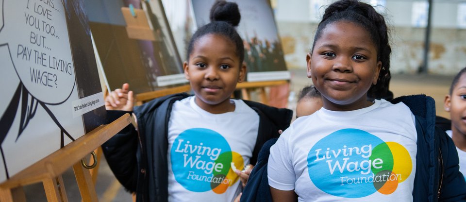 St Antony's Choir, Newham Citizens member, children wearing Living Wage Foundation shirts