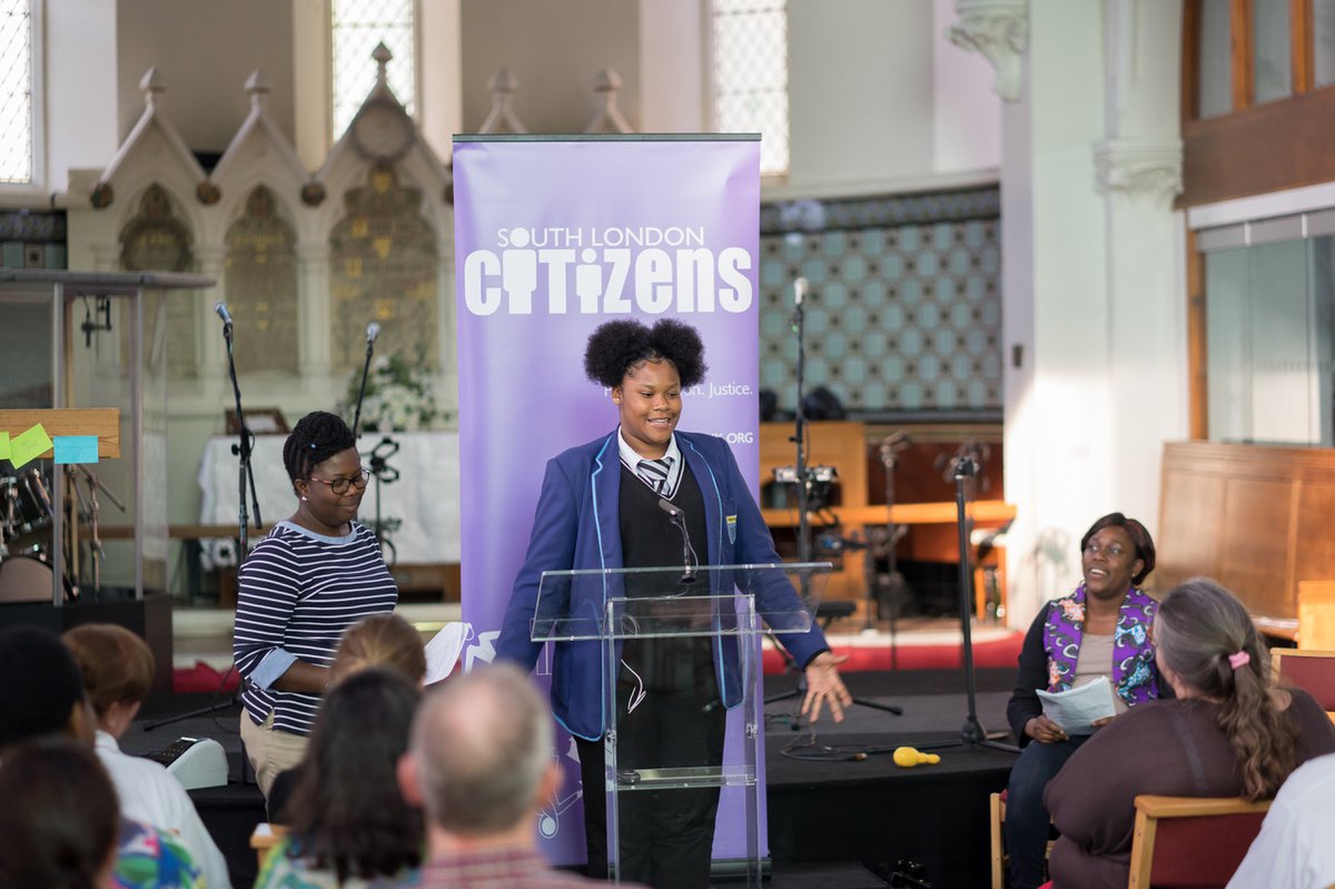 Young leader taking part in action as part of South London Citizens