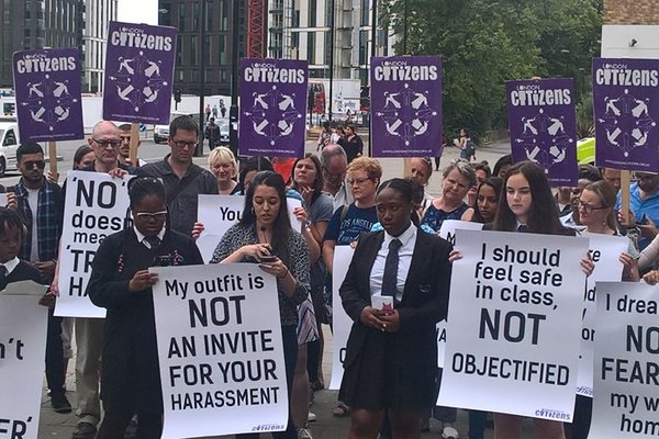 Public protest with students for misogyny as a hate crime