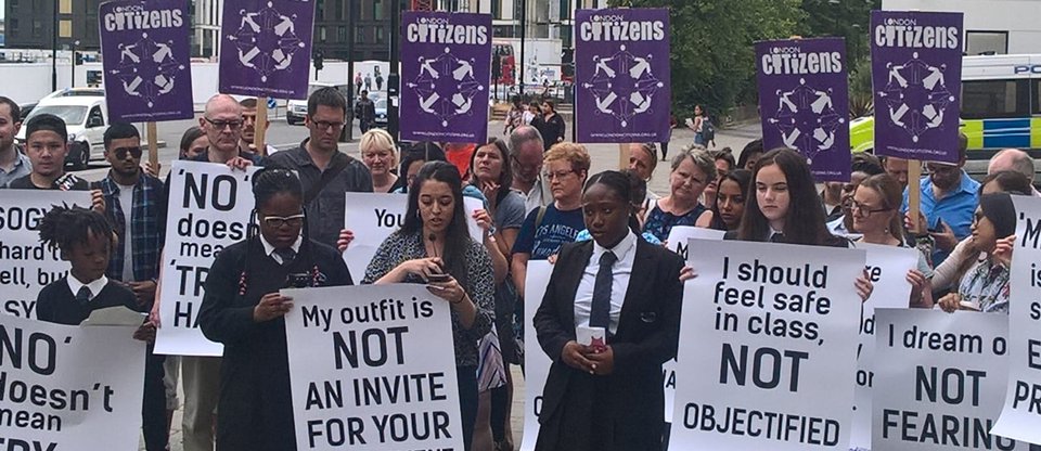 Public protest with students for misogyny as a hate crime