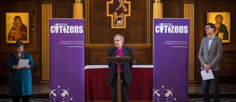 Peter Hill speaking at London Citizens event