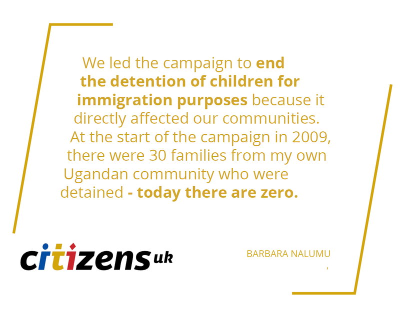 Barbara Nalumu, Citizens UK leader, Child Detention